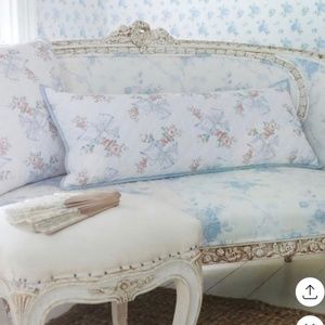 LoveShackFancy Rosa Beaux Quilted Lumbar Pillow NWT. Pastel Blue